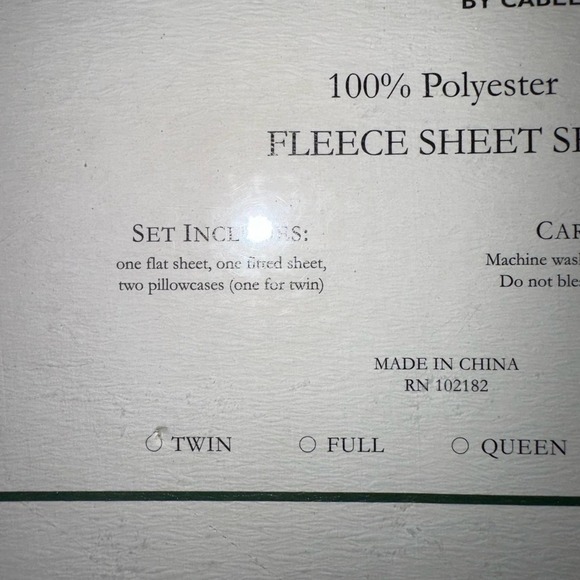 NEW Cabela’s Grand River Lodge Solid Fleece Twin Sheet Set Ivory - Picture 2 of 4